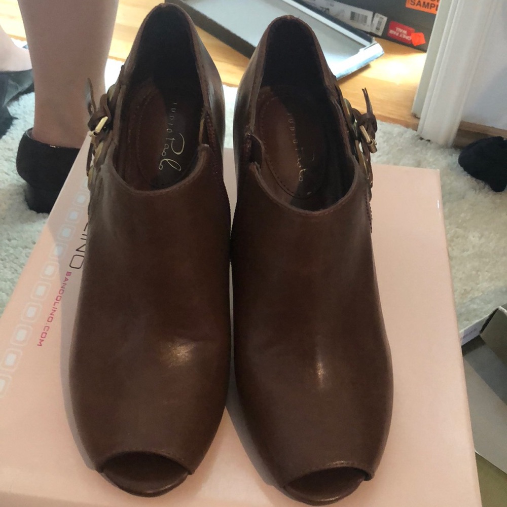 Open Toed Brown Booties